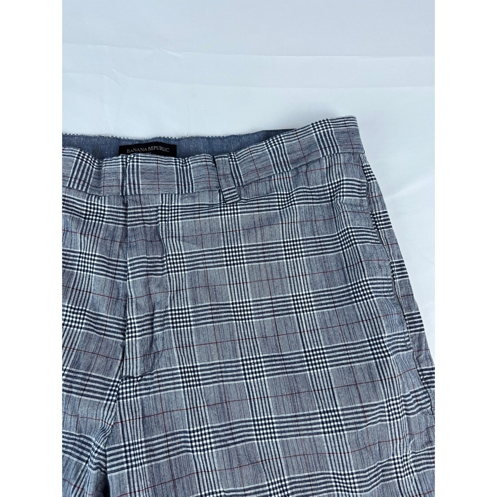 Banana Republic Aiden Club Mens Size 35 Plaid Flat Front‎ Casual Chino Shorts